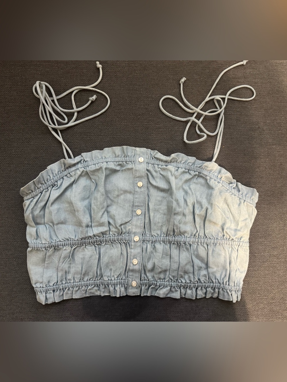 aerie Light Blue Smocked Button-Front Camisole